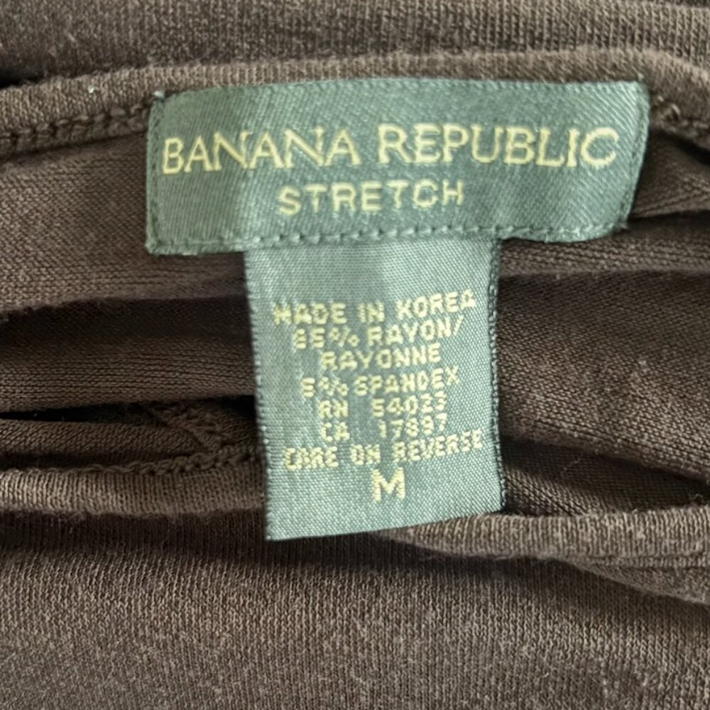 Banana Republic - Brown Stretch Long Sleeve Keyhole Neck Shirt Top (Size: M) - Picture 3 of 5